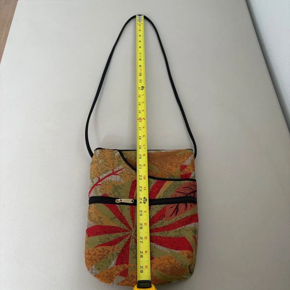 Danny K Beverly Hills Tropical Tapestry Crossbody Bag Made in USA Red Green Gold